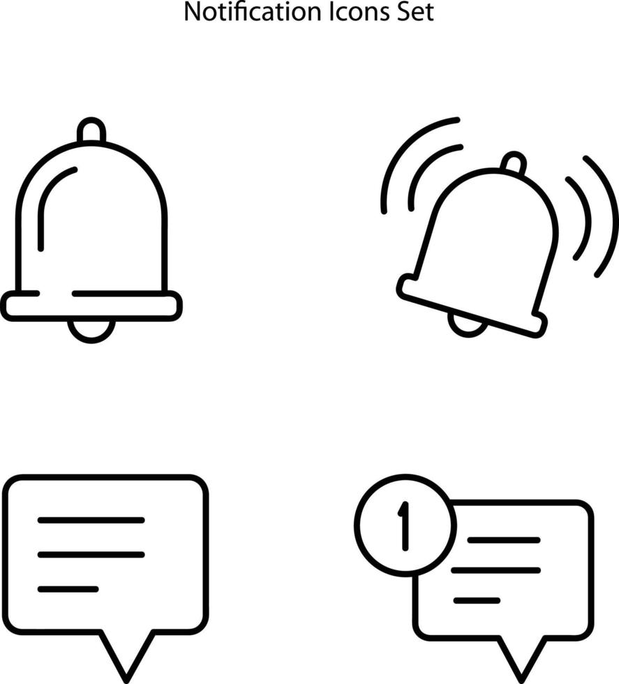 Benachrichtigungssymbole isoliert auf weißem Hintergrund. symbol für logo, web, app, ui. einfaches Zeichen. vektor