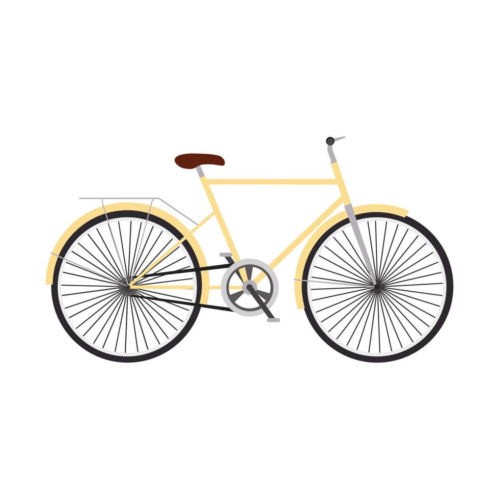 gelber Retro- Fahrradkonzeptvektor flache Illustrationsdesign-Seitenansicht vektor