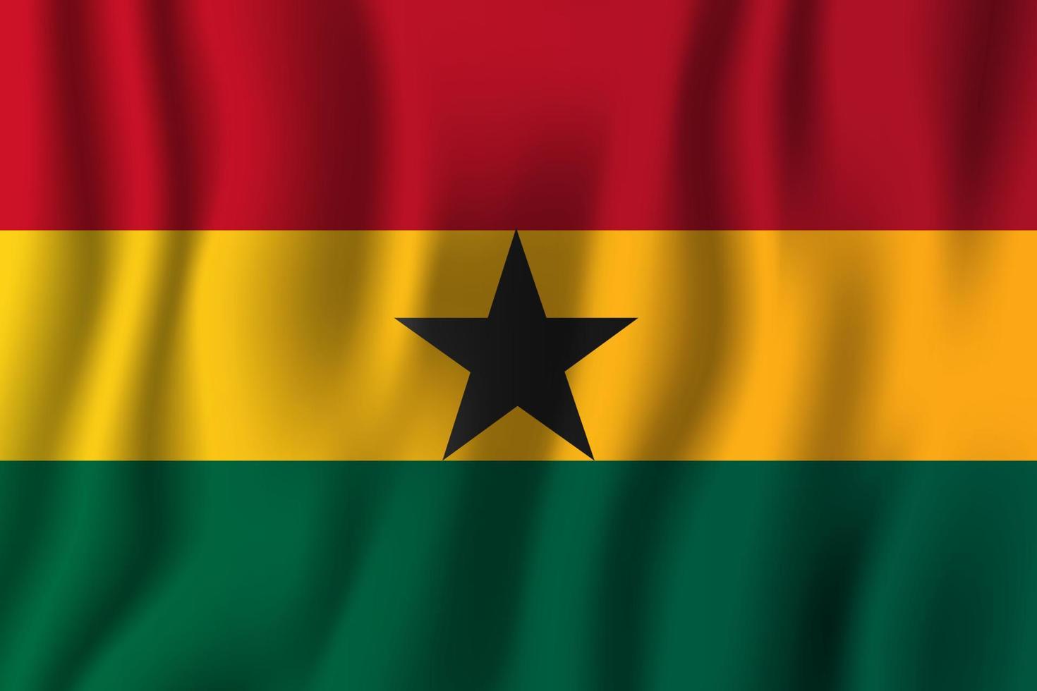 ghana realistische wehende flaggenvektorillustration. Hintergrundsymbol des nationalen Landes. Tag der Unabhängigkeit vektor