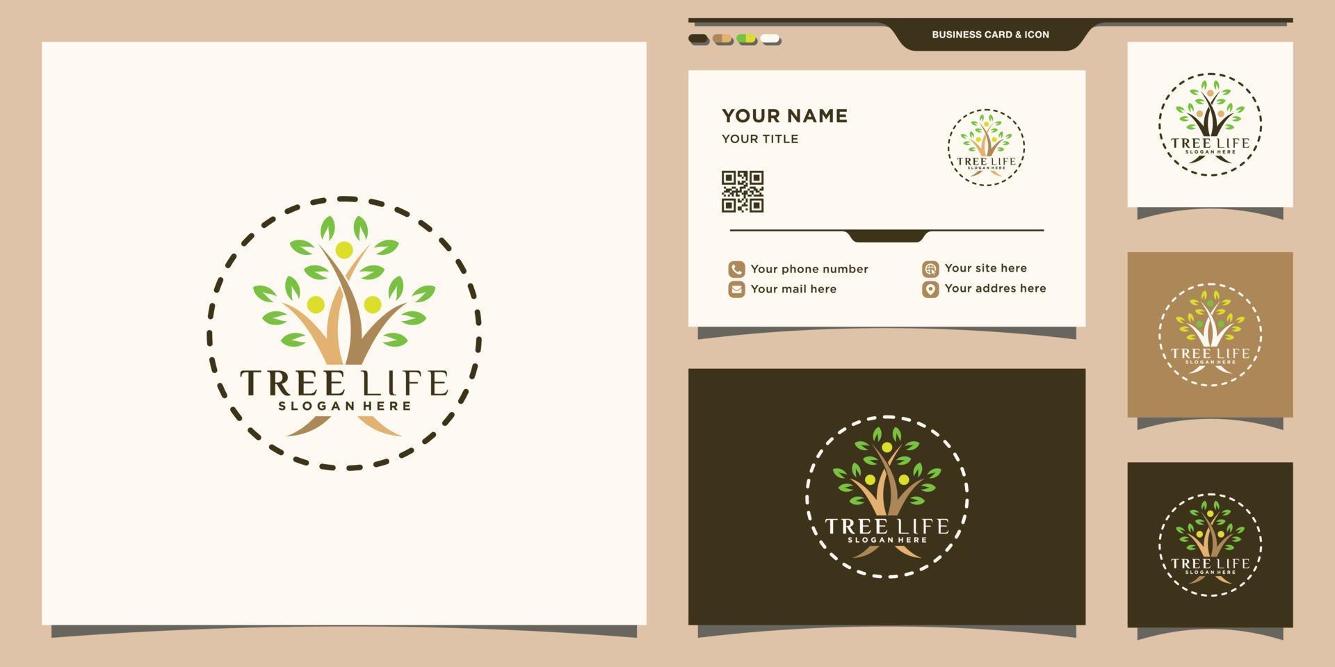tree life logotyp med unikt modernt koncept och visitkort design premium vektor