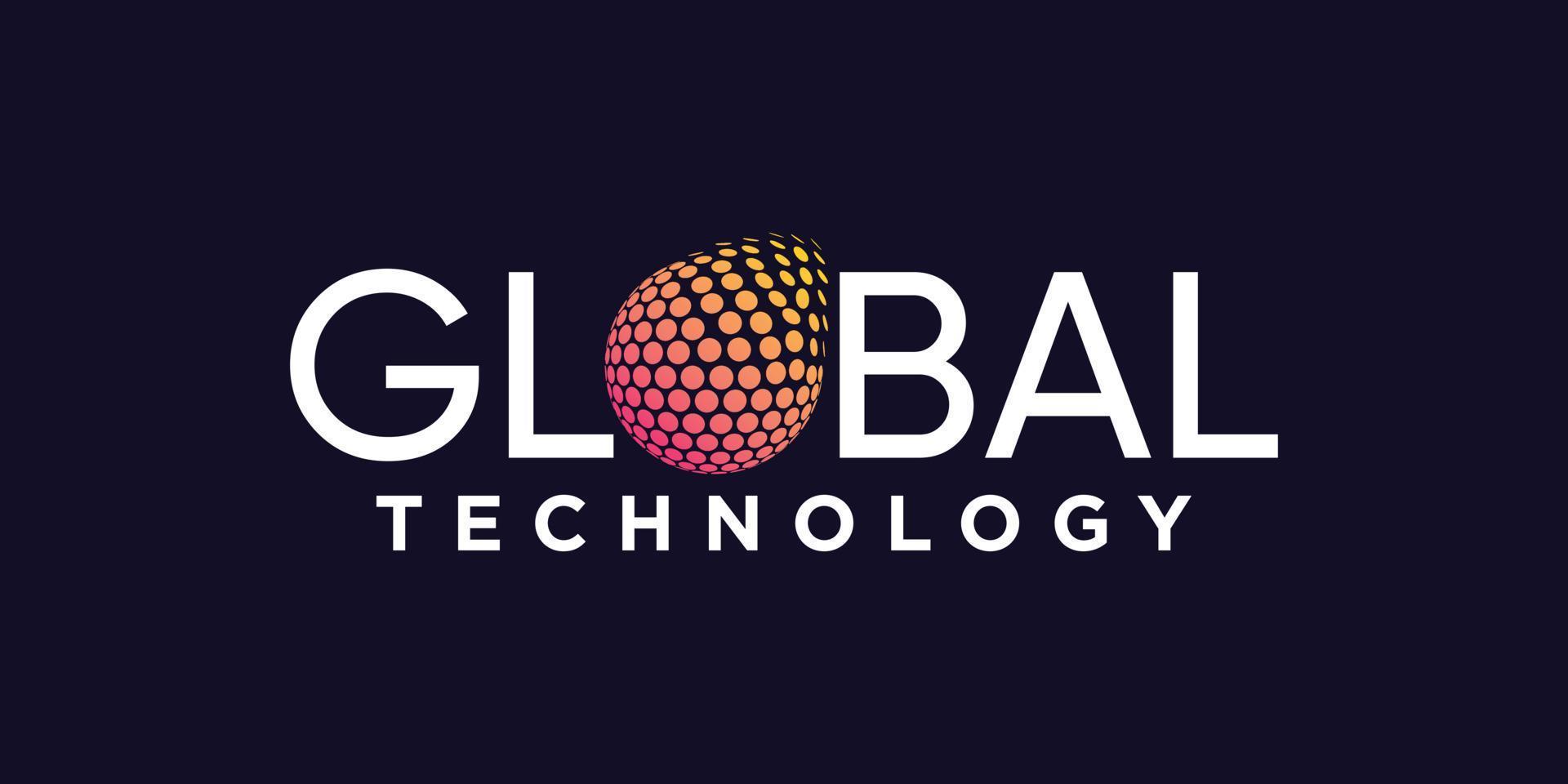 kreative globale Logo-Design-Technologie mit Premium-Vektor des Kreiskonzepts vektor