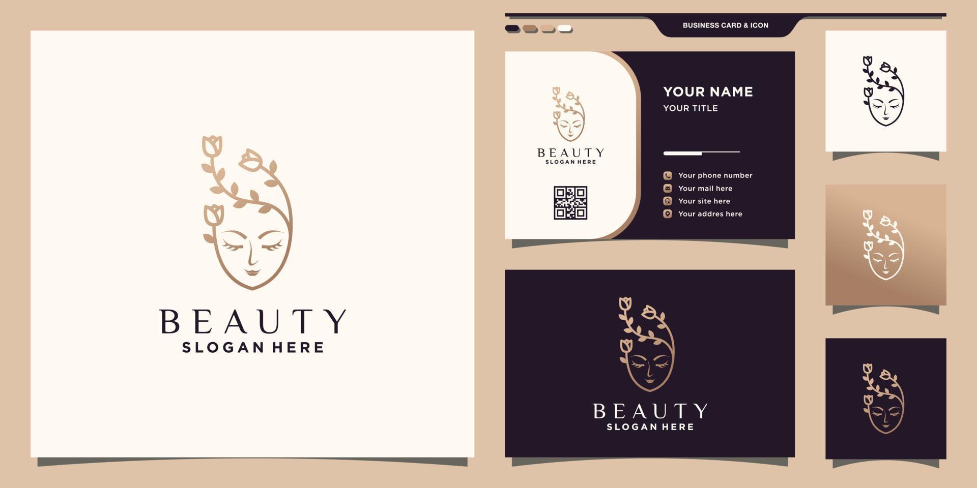 skönhet logotyp och ros blomma med unikt modernt koncept och visitkort design premium vektor