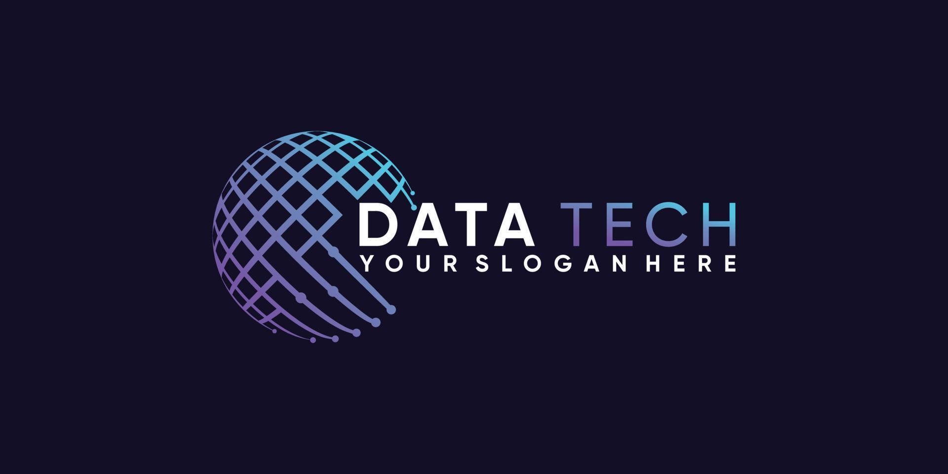 data tech global logotypdesign inspiration med unik linjekonststil premium vektor