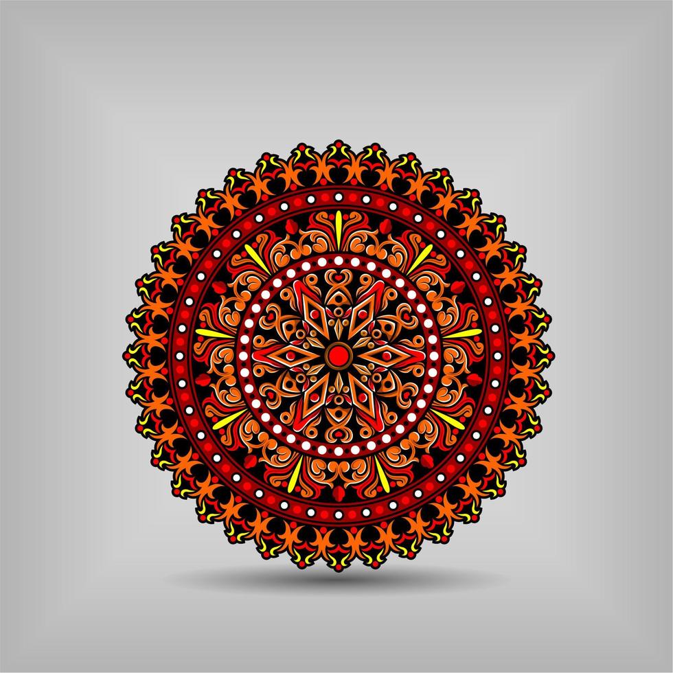 modernes Mandala-Kunst-Vektordesign mit einer schönen Mischung aus freiem Vektor der Farben