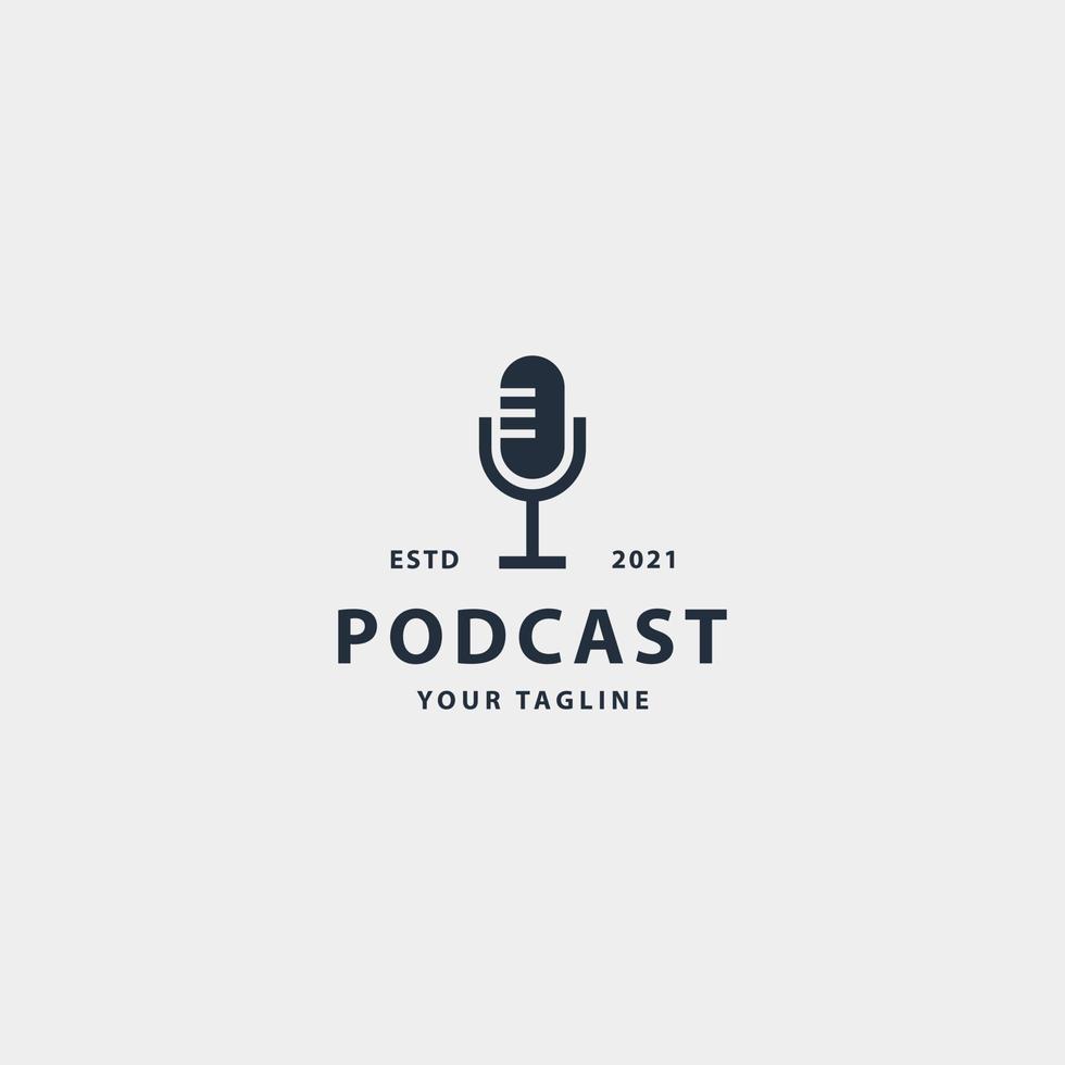 podcast ikon tecken symbol hipster vintage logotyp design vektor