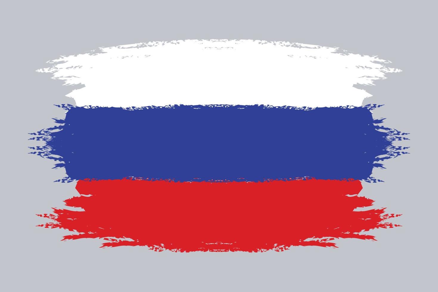 Gemalt Flagge Russland isoliert auf grauem Hintergrund. vektor