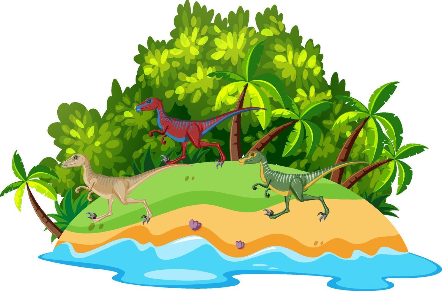 Szene mit Dinosauriern auf der Insel vektor