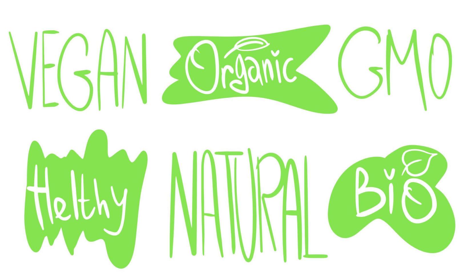 Vektor-Ökologie-Icon-Set von Etiketten für Bio-Lebensmittel. vektor