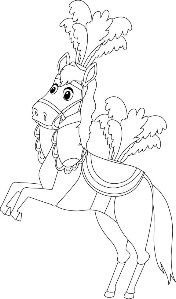 cirkus häst svart och vit doodle karaktär vektor