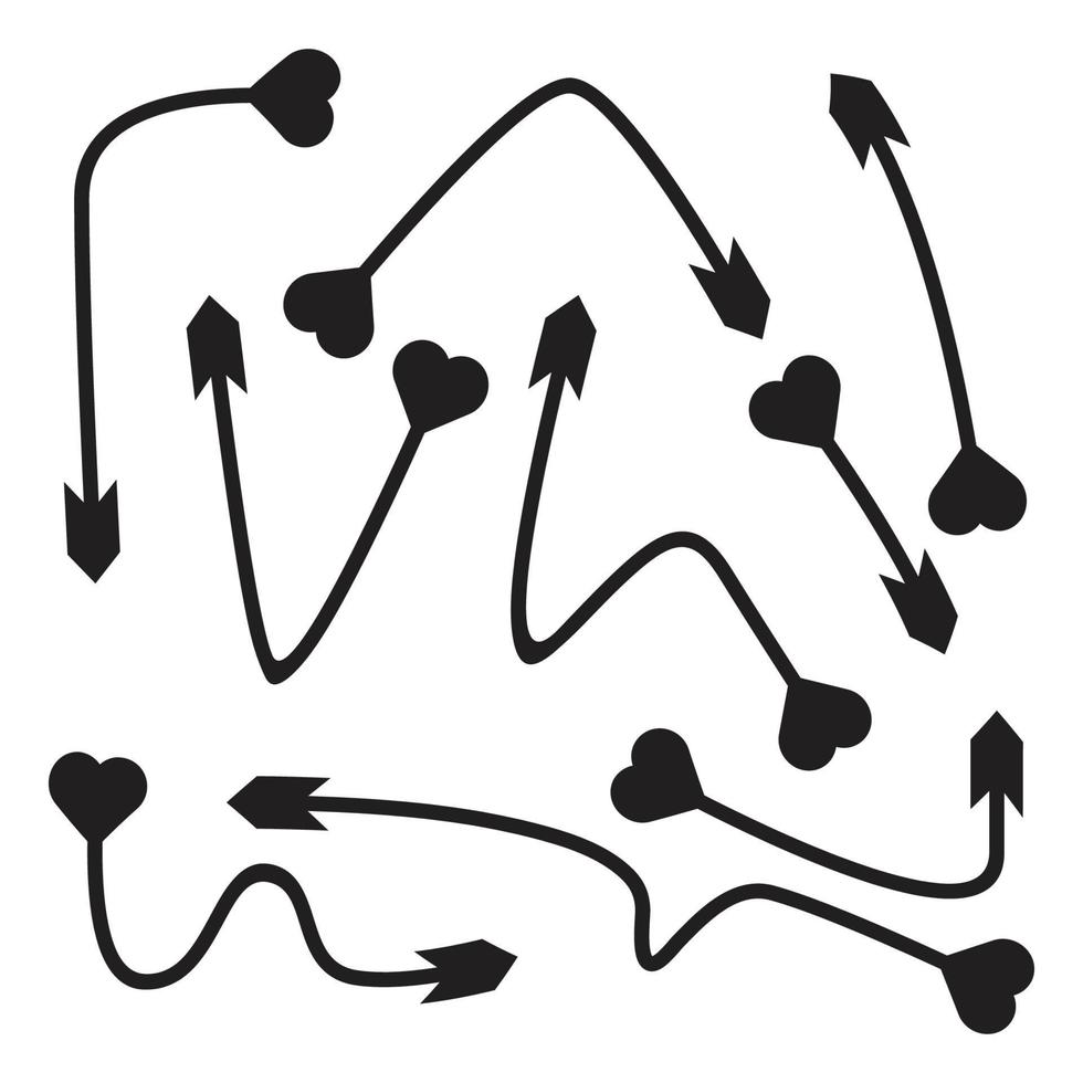 gebogener pfeil und herzförmige schwanzillustration vektor