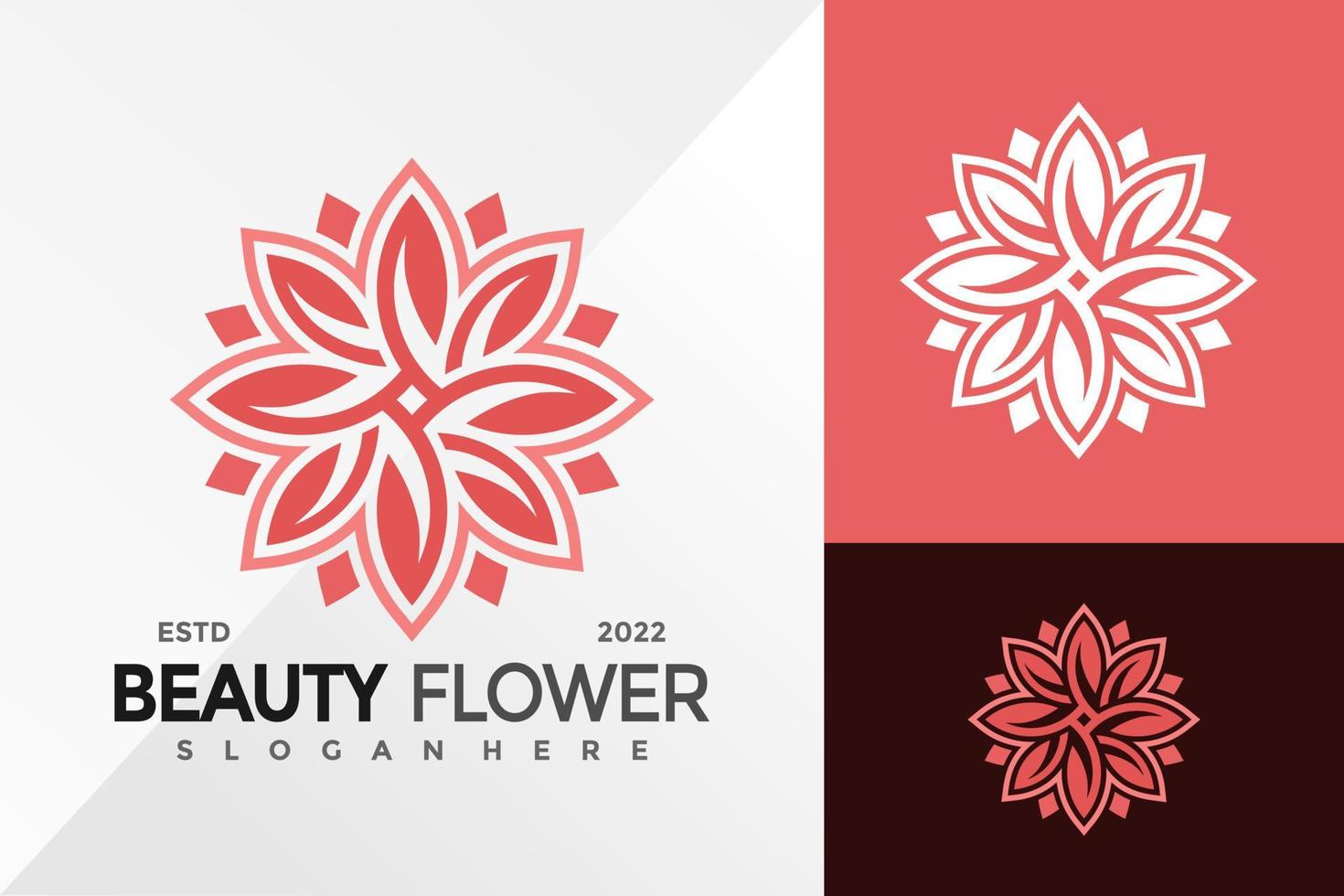 Logo-Design-Vektorillustrationsschablone der Schönheitsblume verziert vektor