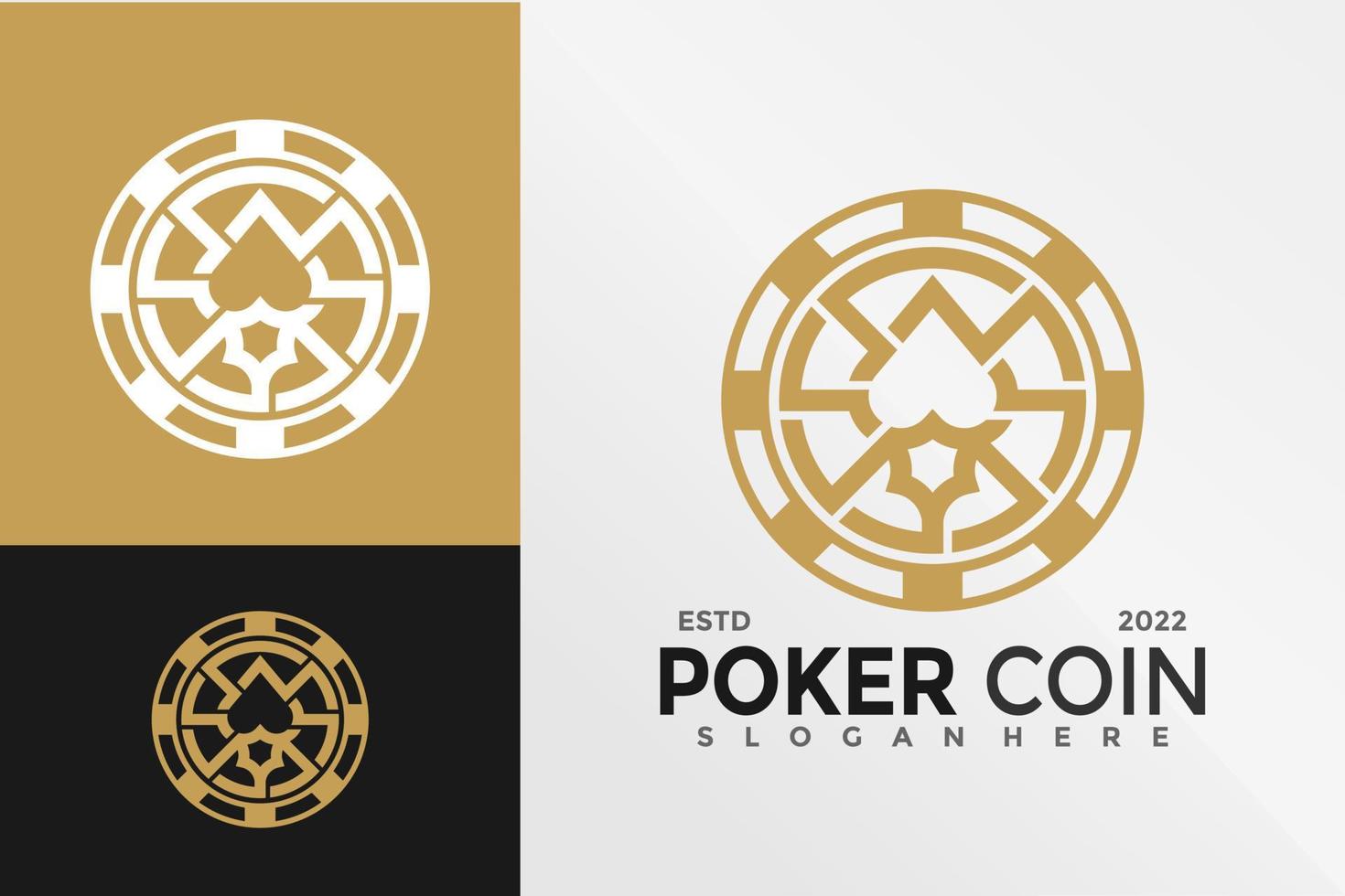 Casino-Poker-Münzen-Logo-Design-Vektor-Illustrationsvorlage vektor