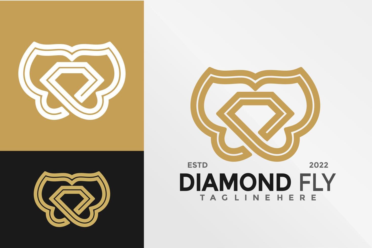 Diamant-Schmetterling-Schmuck-Logo-Design-Vektor-Illustration-Vorlage vektor