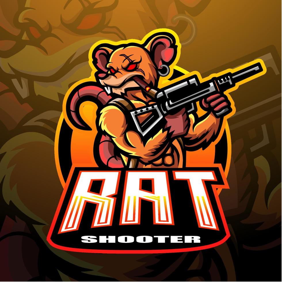 Rattenmaskottchen eSport-Logo-Design vektor