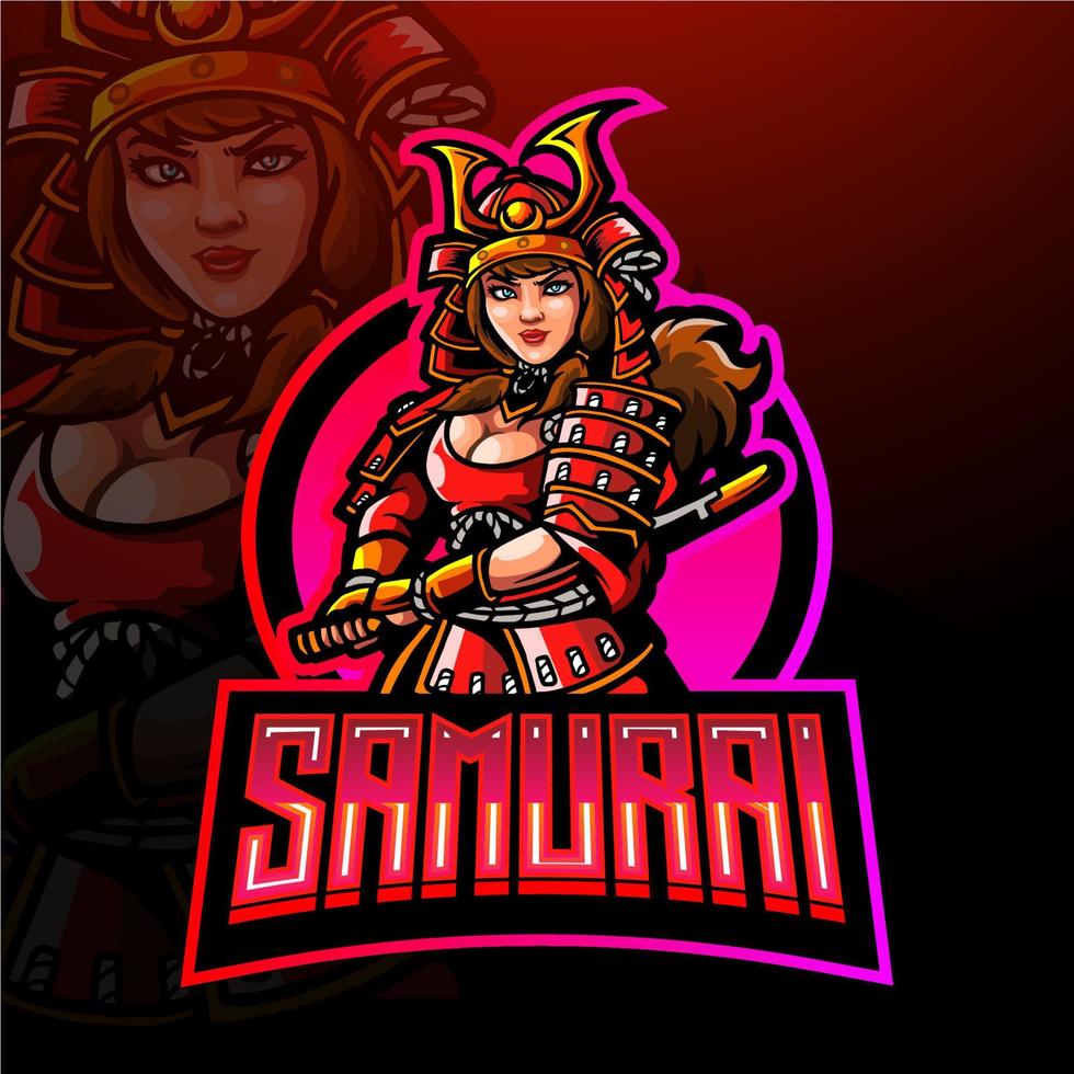 den stora samurai esport logotyp maskot design vektor