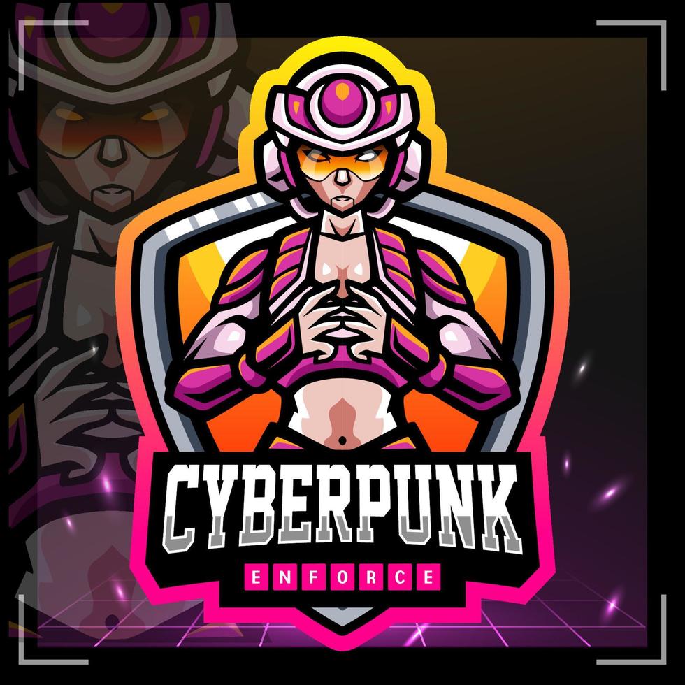 Cyberpunk-Mecha-Maskottchen. Esport-Logo-Design vektor