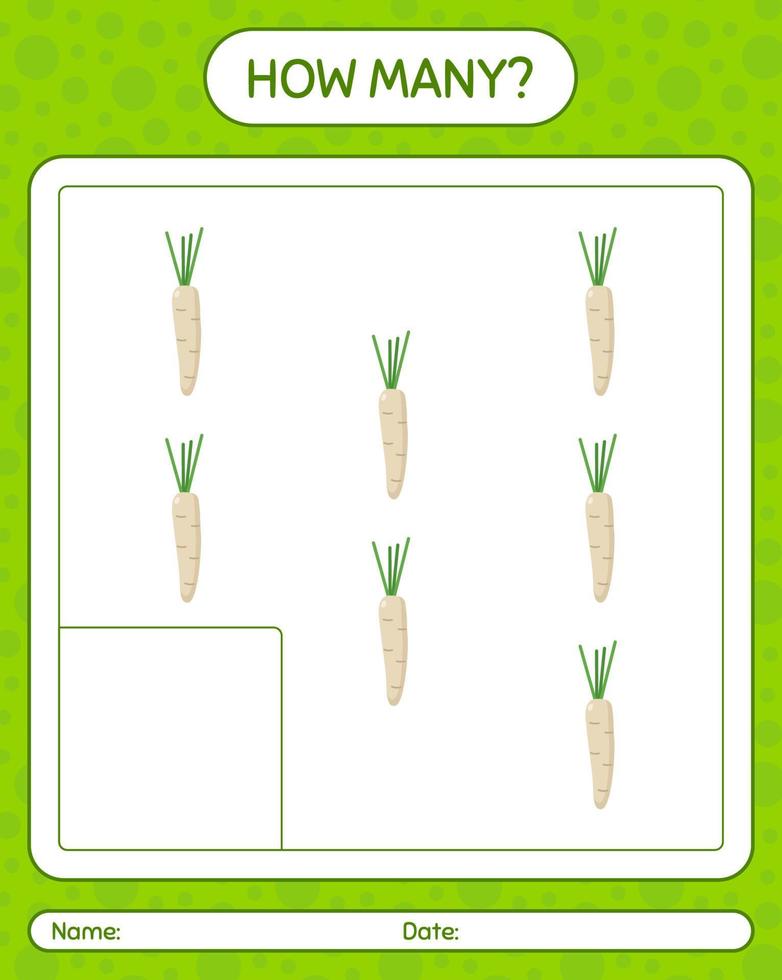 Wie viele Zählspiele mit Hamburger Petersilie. arbeitsblatt für vorschulkinder, kinderaktivitätsblatt, druckbares arbeitsblatt vektor