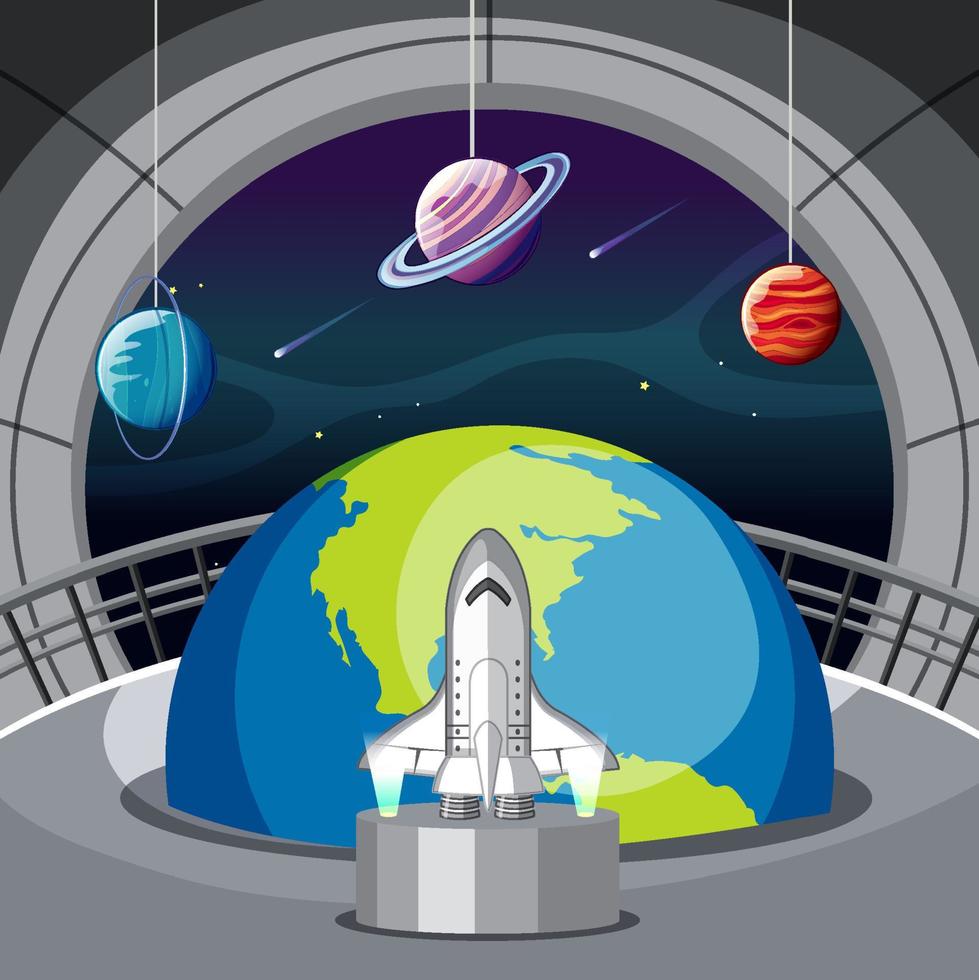 astronomi tema med jord och rymdskepp vektor