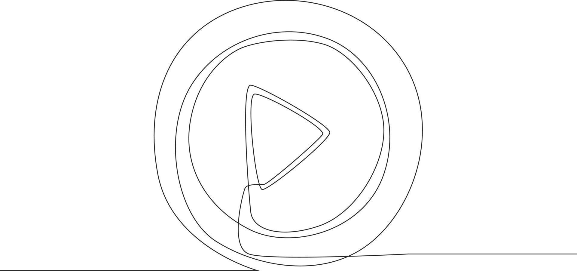 fortlaufende Linienzeichnung von Play-Button-Icon-Zeichen und -Symbol. Vektor-Illustration. vektor