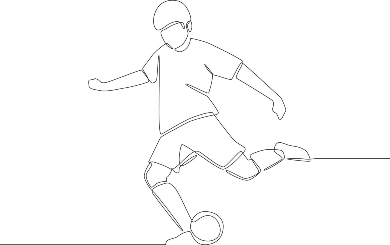 fortlaufende einzeilige zeichnung des professionellen fußballspielers in aktion isolierter weißer hintergrund. moderne einzeilige zeichnen design vektorgrafik illustration. vektor
