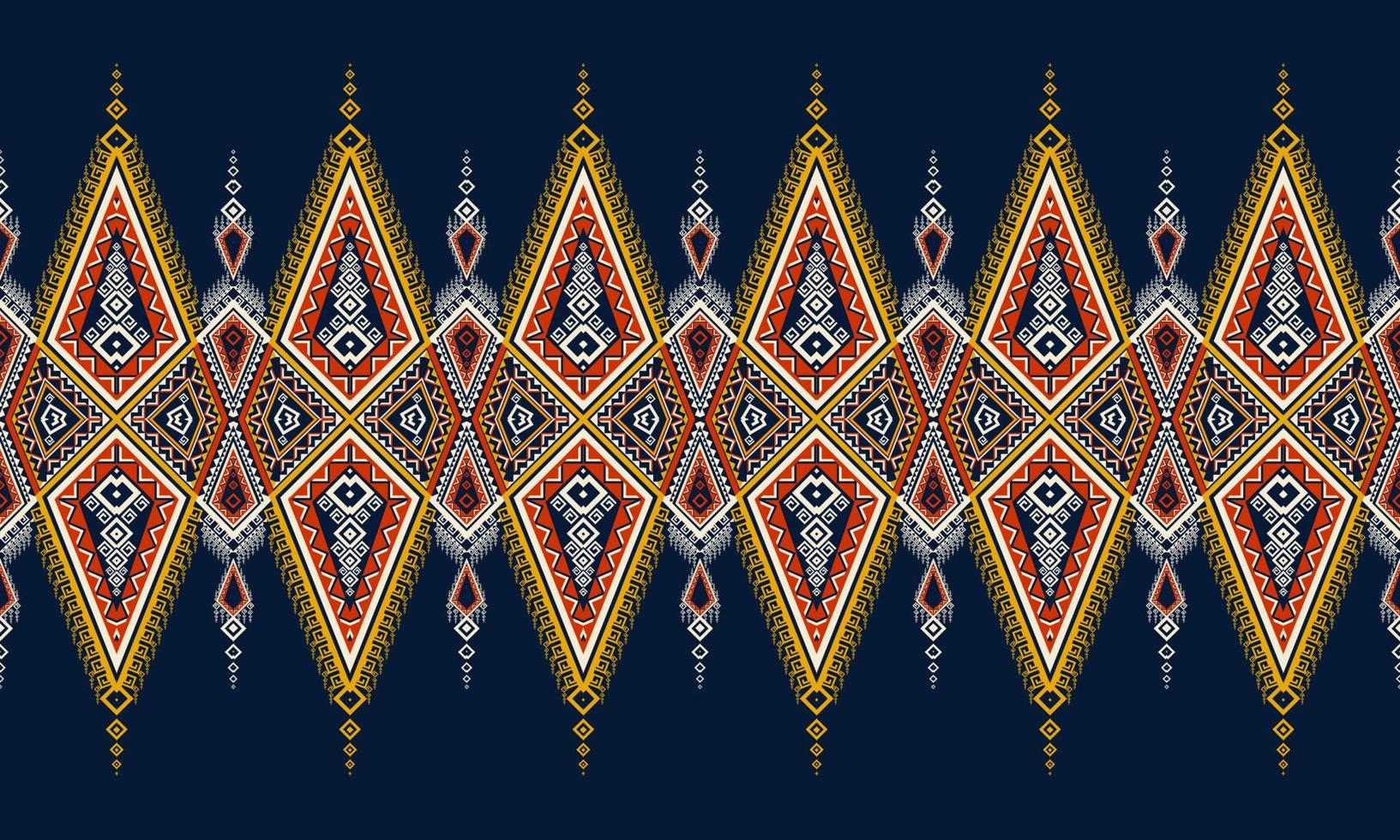 geometrisches ethnisches orientalisches Ikat-Muster traditionelles Design für Hintergrund, Teppich, Tapete, Kleidung, Verpackung, Batik, Stoff, Vektorillustration. Stickereiart. vektor