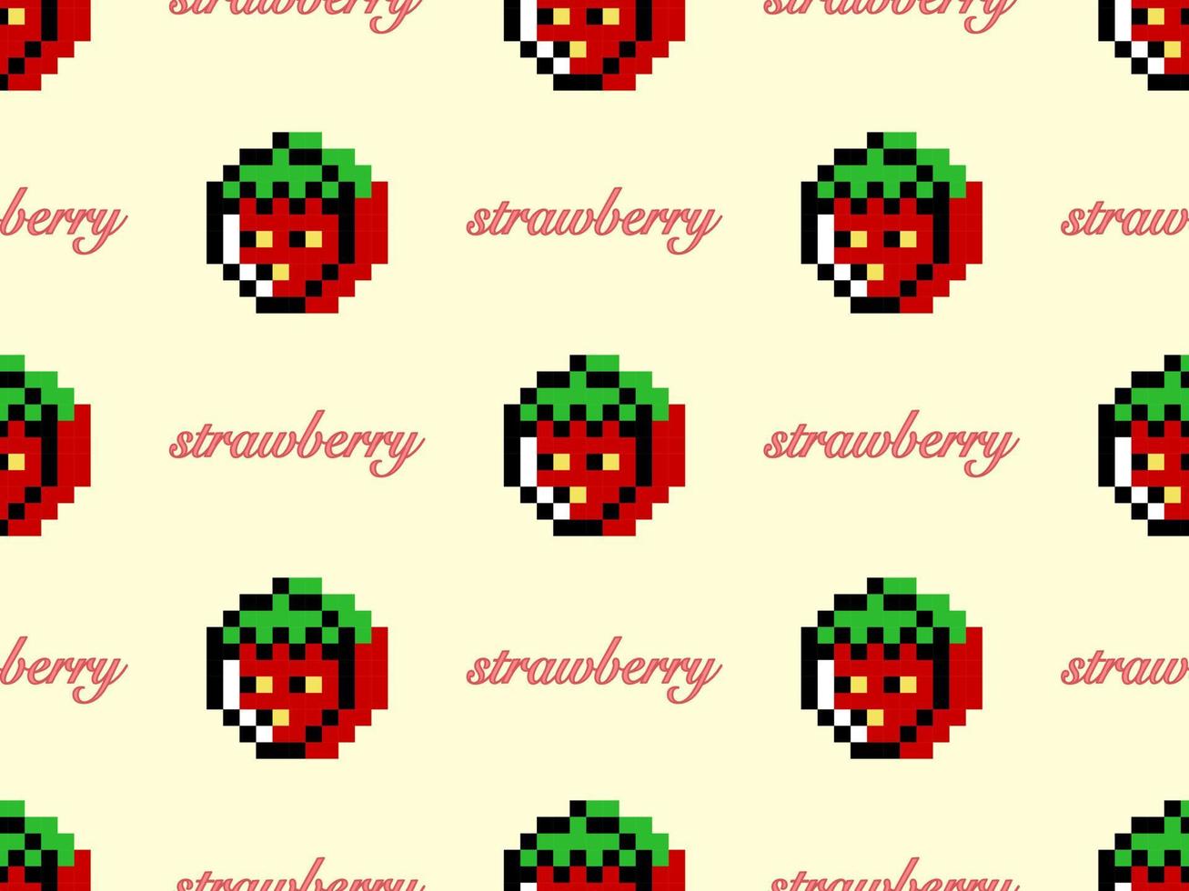strawberry seriefigur sömlösa mönster på gul background.pixel stil vektor