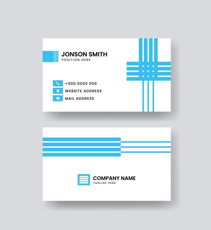 blauer Vektor moderne minimale saubere und einfache Visitenkartenvorlage, horizontale Namenskarte, stilvolles Briefpapierdesign und Visitenkarte, kreatives und professionelles Visitenkartendesign