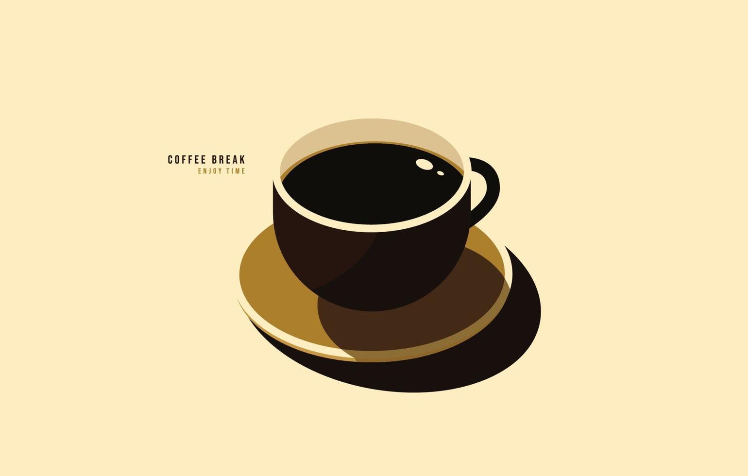 minimale frische kaffeetasse lokalisiert auf weißem hintergrund, kaffeetassenvektorillustration, kaffeezeit für arbeitspausenkonzept vektor