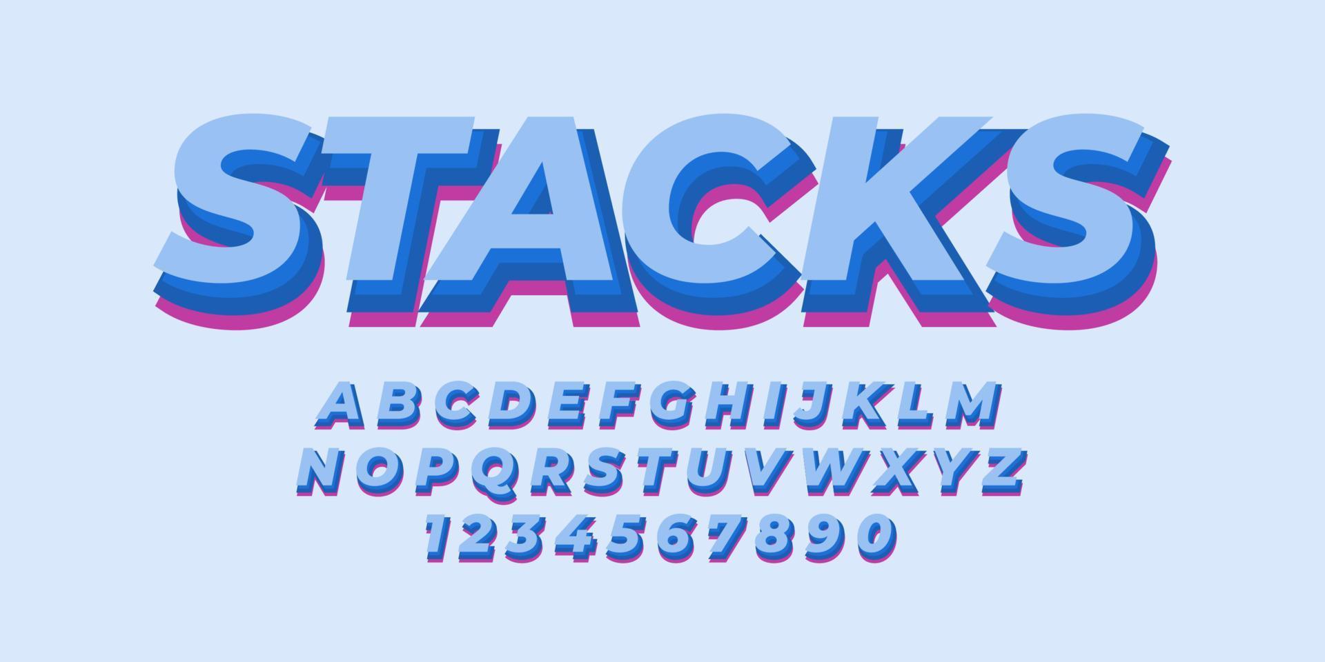 blå enkel text alfabetet teckensnitt effekt med platt färg vektor