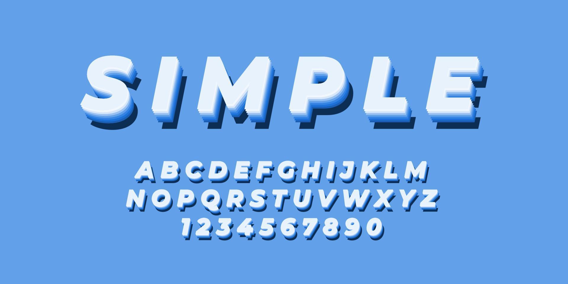 blauer einfacher textalphabet-schrifteffekt mit flacher farbe vektor