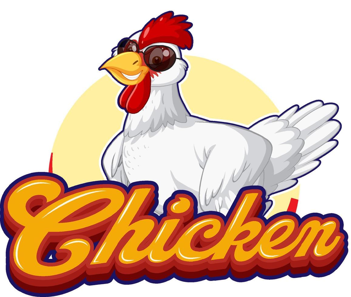 huhn mit sonnenbrille zeichentrickfigur logo vektor