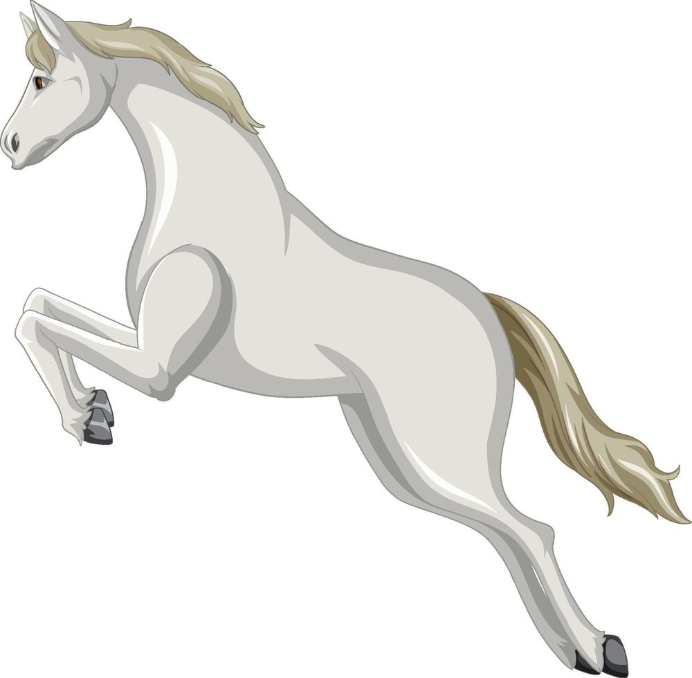 Springender Cartoon des weißen Pferdes vektor