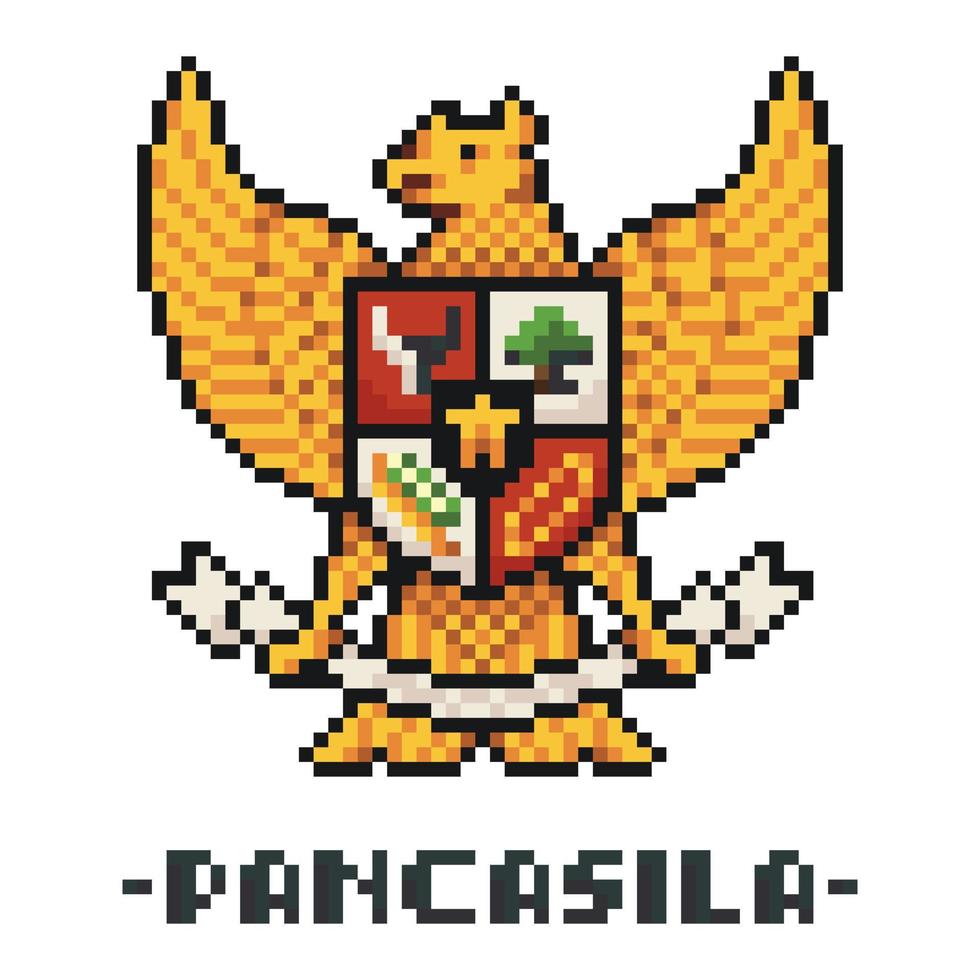garuda pancasila nationales emblem von indonesien pixel art vektorillustration vektor