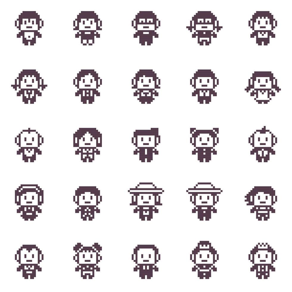 pixel art karaktär människor 8 bitars vektor illustratör samling