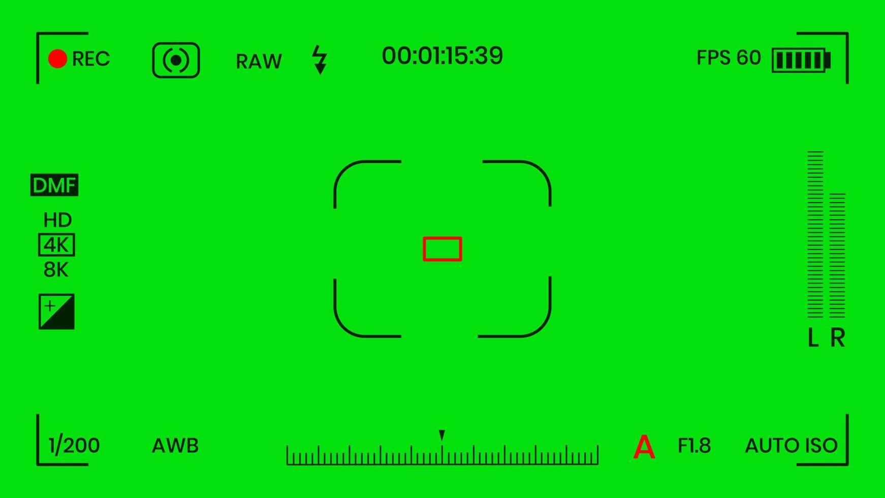 grön färgad chroma key kamera rec ram sökare överlägg bakgrund skärm platt stil design vektorillustration. chroma key vfx skärm kamera överlägg abstrakt bakgrund koncept för videofilmer vektor