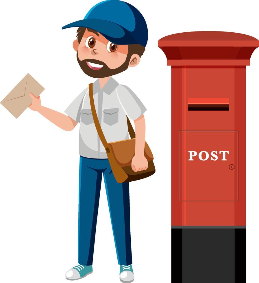 Postbote mit Brief bei der Post vektor