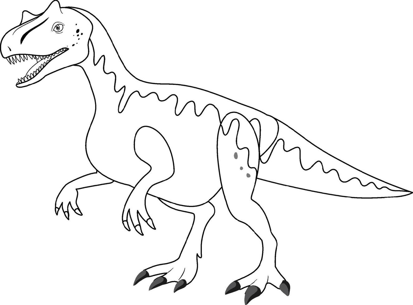 Allosaurus-Dinosaurier-Doodle-Umriss auf weißem Hintergrund vektor