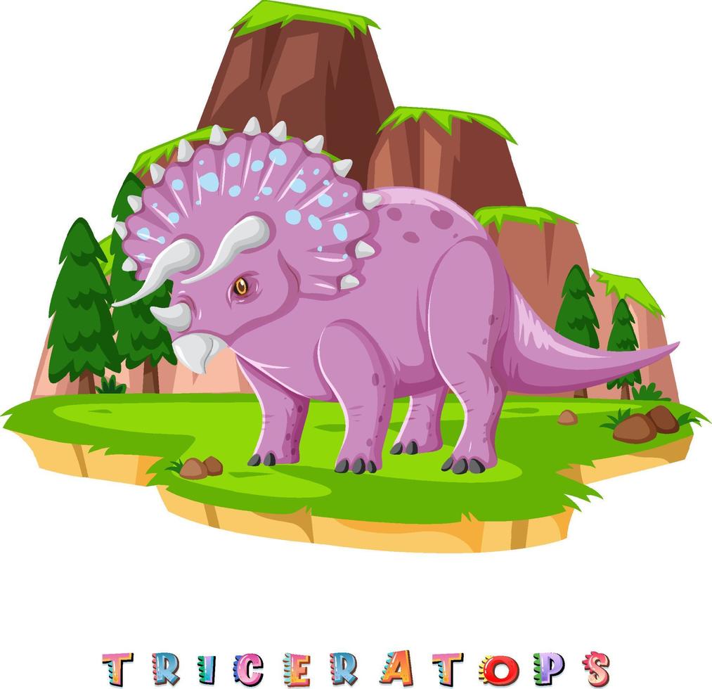 dinosaurieordkort för triceratops vektor