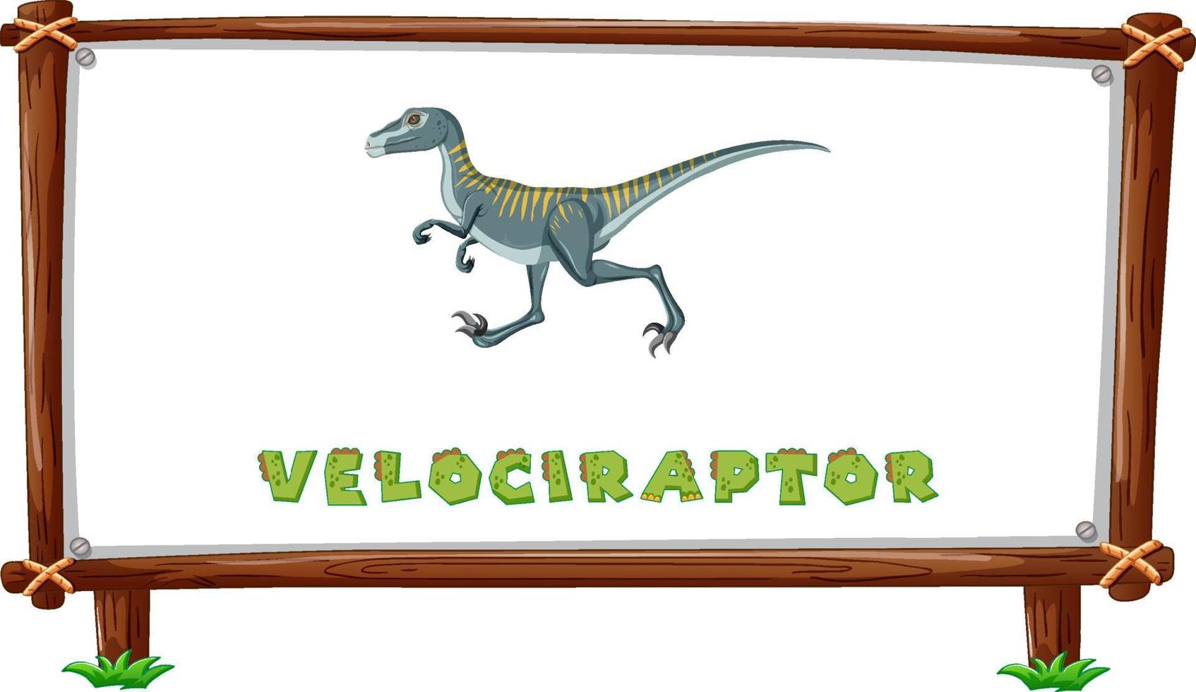 Rahmenvorlage mit Dinosauriern und Text-Velociraptor-Design im Inneren vektor