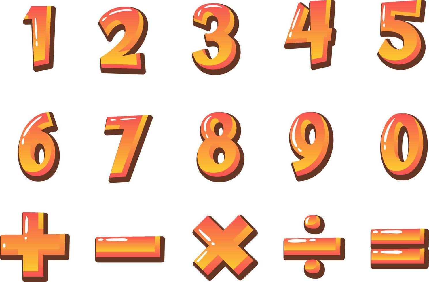 Zählen der Zahlen 0 bis 9 und mathematische Symbole vektor