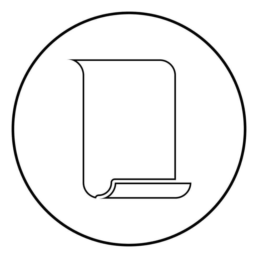 papper papyrus gammalt rulla papper viktigt dokument med pergament för mall ikon svart färg illustration i cirkel rund vektor