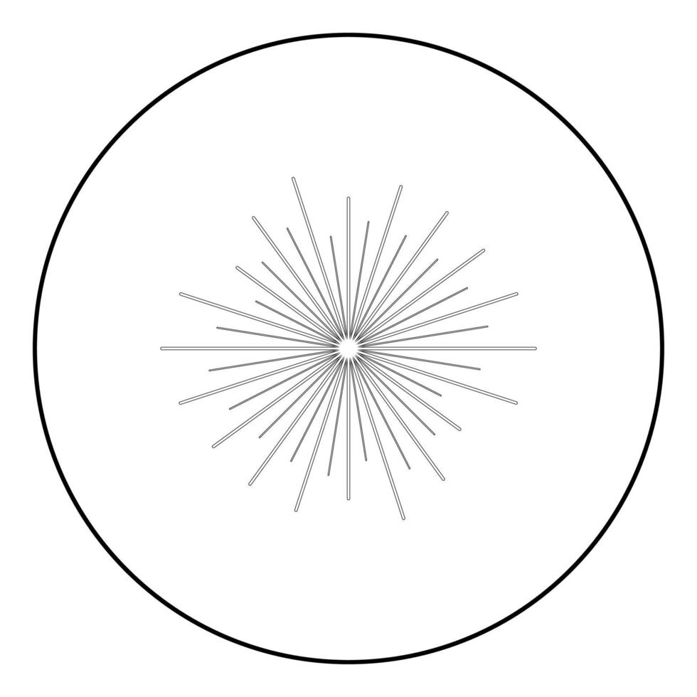 solens strålar solstråle koncept ikon i cirkel rund kontur svart färg vektor illustration platt stil bild