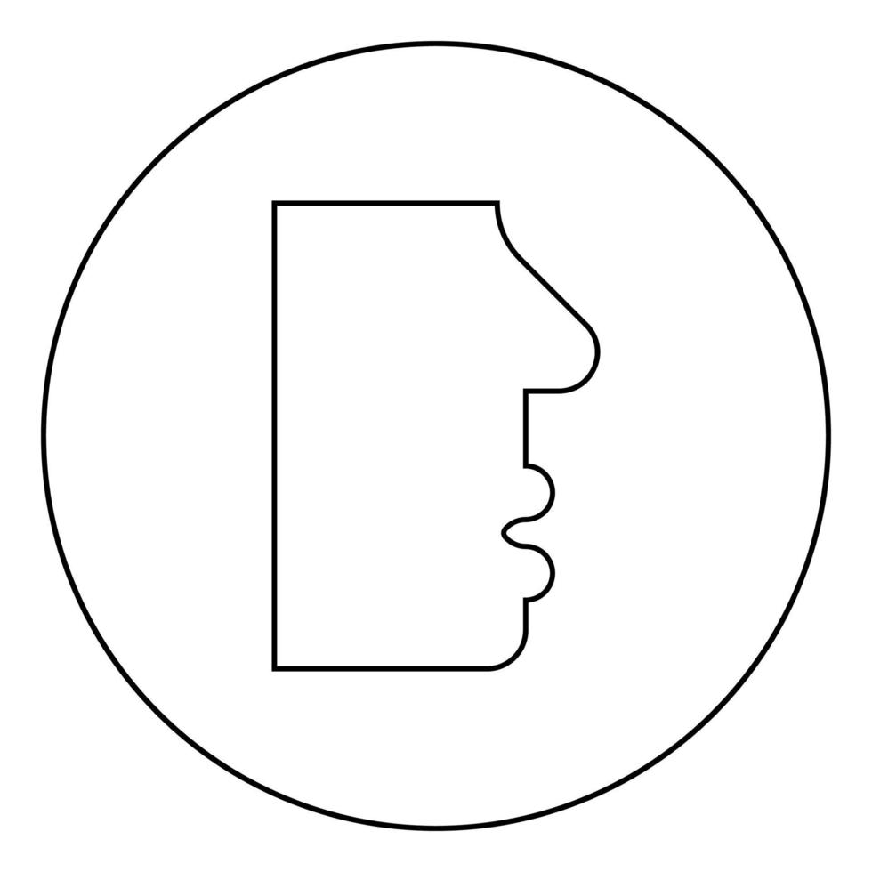 menschliches Gesicht Seitenansicht Kopf Mund Nase Lippe männlich Profil Person Silhouette Symbol im Kreis runde Kontur schwarz Farbe Vektor Illustration flachen Stil Bild