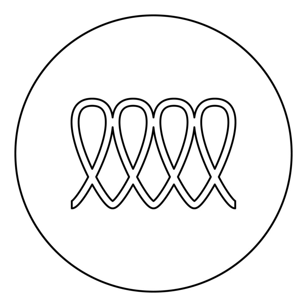 induktion matlagning spiral elektrisk värme symbol typ matlagning ytor skylt redskap destination panel ikon i cirkel rund kontur svart färg vektor illustration platt stil bild