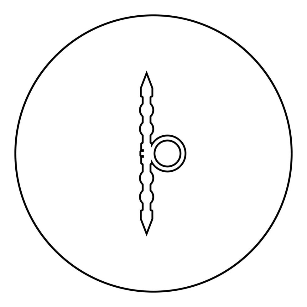 santensu vapen av samurajer för hand ikon i cirkel rund kontur svart färg vektor illustration platt stil bild