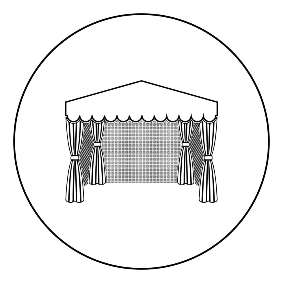 paviljong för shopping företag tält markeringsram för reklam ikon i cirkel rund kontur svart färg vektor illustration platt stil bild