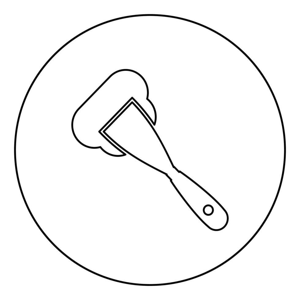 konstruktion spatel sprida murbruk arbetsverktyg tillverkningsutrustning putsare stuckatur kitt ikon i cirkel rund kontur svart färg vektorillustration platt stil bild vektor