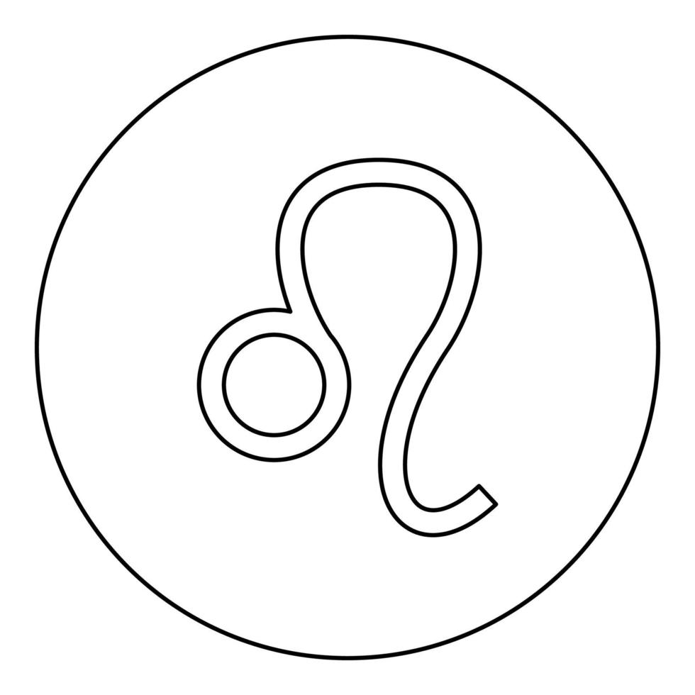lejon symbol stjärntecken ikon svart färg i rund cirkel vektor