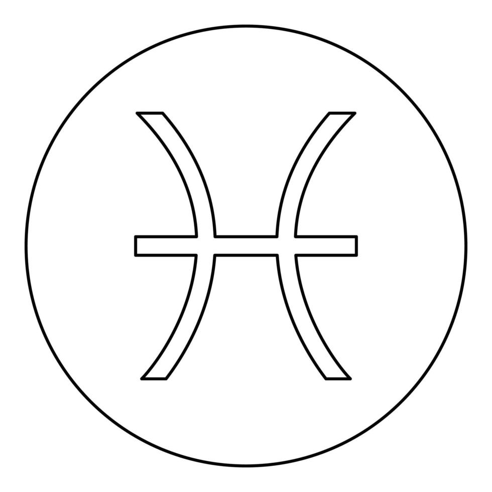 fiskarna symbol stjärntecken ikonen svart färg i rund cirkel vektor