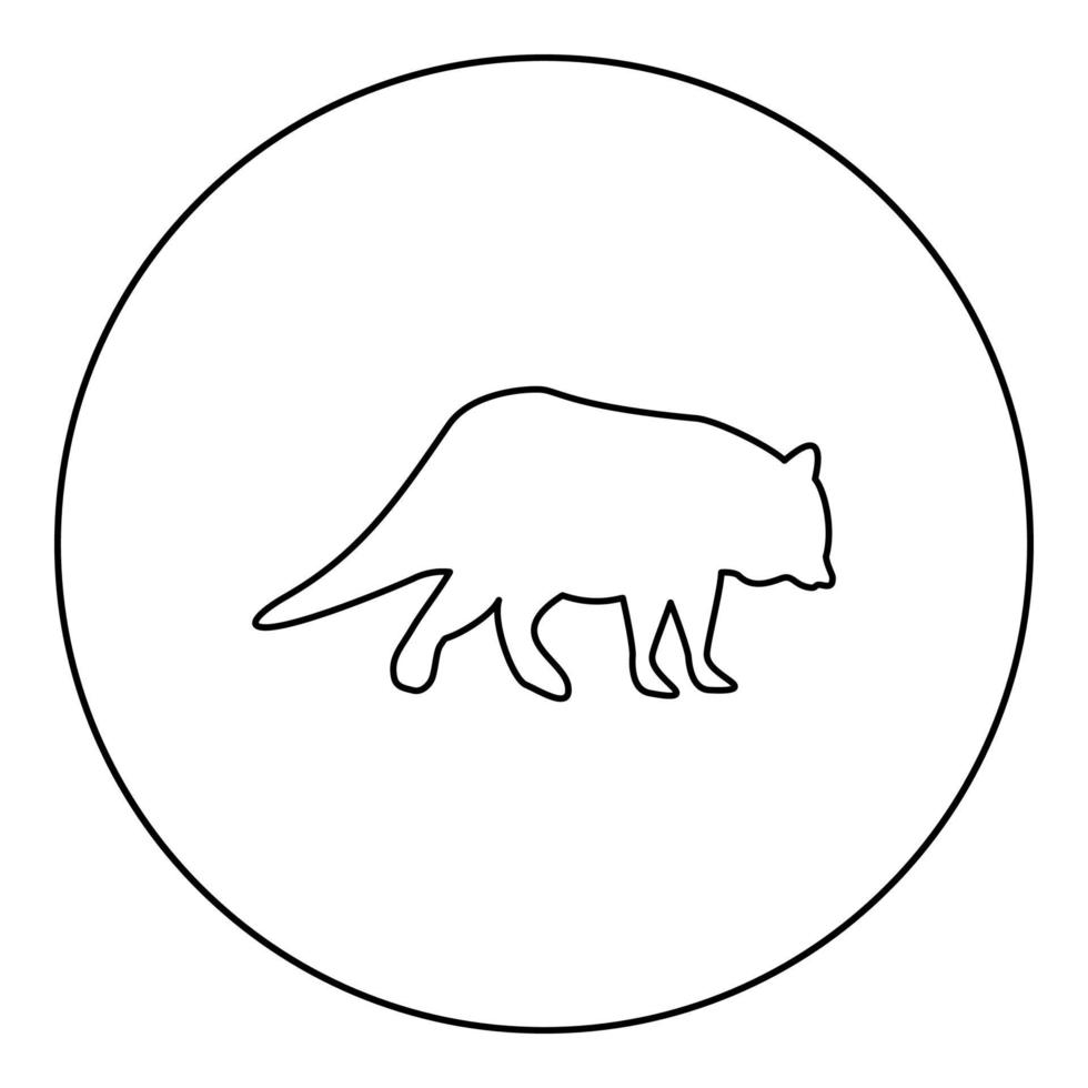 Waschbär-Waschbär-Silhouette im Kreis rundes schwarzes Farbvektorillustrations-Konturumriss-Stilbild vektor